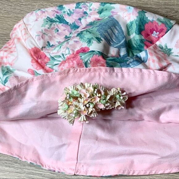 Vintage toddler girl flower print hat - Picture 2 of 9